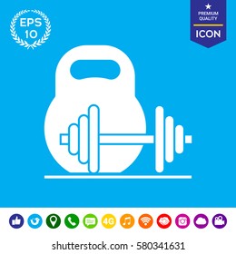 Kettlebell and barbell icon