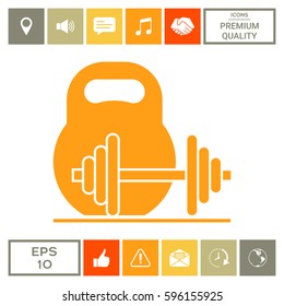Kettlebell and barbell icon
