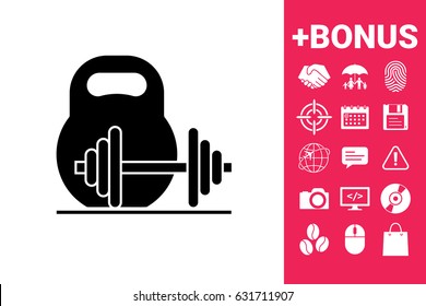 Kettlebell and barbell icon
