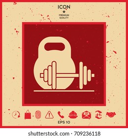 Kettlebell and barbell icon