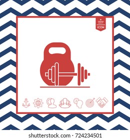 Kettlebell and barbell icon