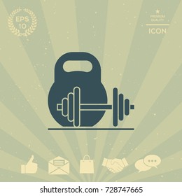 Kettlebell and barbell icon