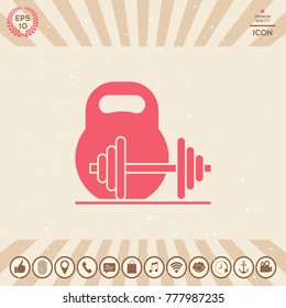 Kettlebell and barbell icon