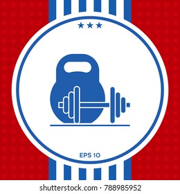 Kettlebell and barbell icon