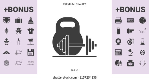 Kettlebell and barbell icon - graphic elements for your design