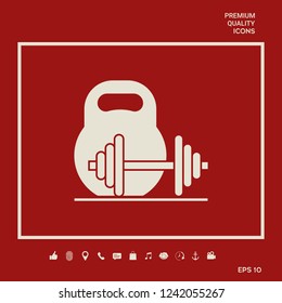 Kettlebell and barbell icon. Graphic elements for your design