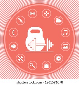 Kettlebell and barbell icon. Graphic elements for your design