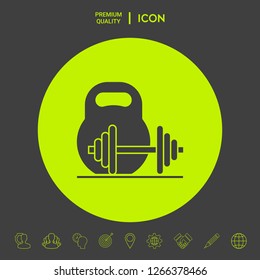 Kettlebell and barbell icon. Graphic elements for your design