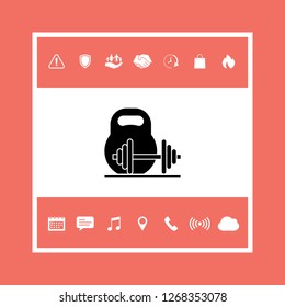 Kettlebell and barbell icon. Graphic elements for your design