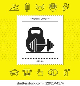 Kettlebell and barbell icon. Graphic elements for your design