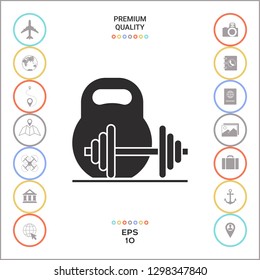 Kettlebell and barbell icon. Graphic elements for your design