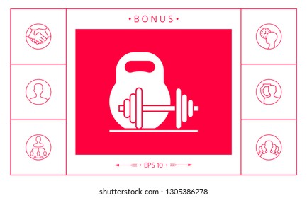 Kettlebell and barbell icon. Graphic elements for your design