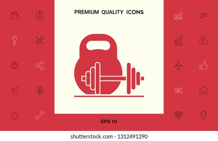 Kettlebell and barbell icon. Graphic elements for your design