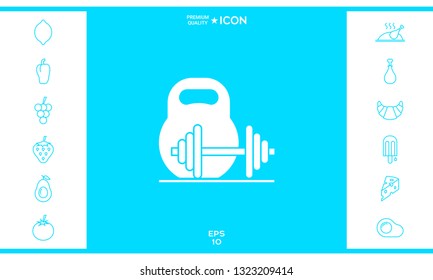 Kettlebell and barbell icon. Graphic elements for your design