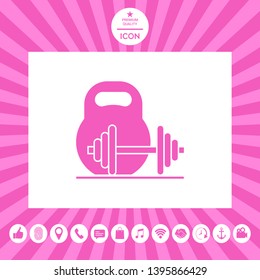 Kettlebell and barbell icon. Graphic elements for your design