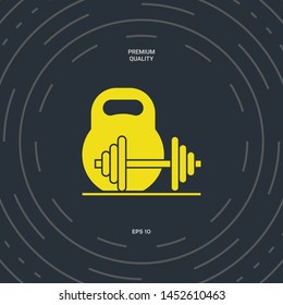 Kettlebell and barbell icon. Graphic elements for your design
