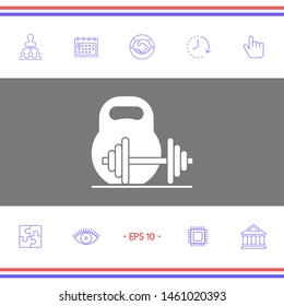Kettlebell and barbell icon. Graphic elements for your design