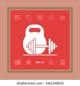 Kettlebell and barbell icon. Graphic elements for your design