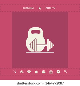 Kettlebell and barbell icon. Graphic elements for your design