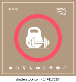 Kettlebell and barbell icon. Graphic elements for your design