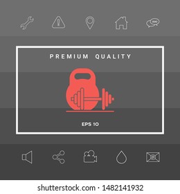 Kettlebell and barbell icon. Graphic elements for your design