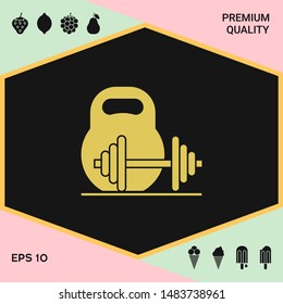 Kettlebell and barbell icon. Graphic elements for your design