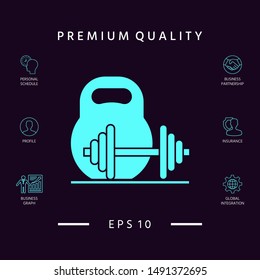 Kettlebell and barbell icon. Graphic elements for your design