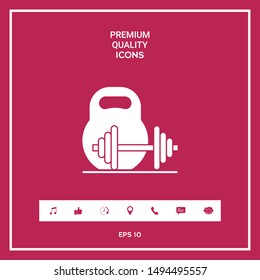 Kettlebell and barbell icon. Graphic elements for your design