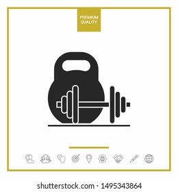 Kettlebell and barbell icon. Graphic elements for your design