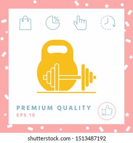 Kettlebell and barbell icon. Graphic elements for your design