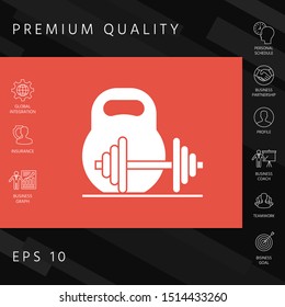 Kettlebell and barbell icon. Graphic elements for your design