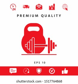 Kettlebell and barbell icon. Graphic elements for your design