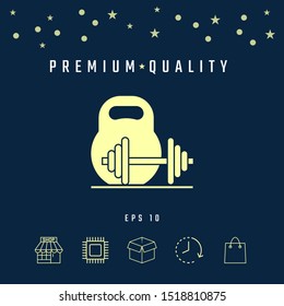 Kettlebell and barbell icon. Graphic elements for your design