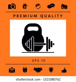 Kettlebell and barbell icon. Graphic elements for your design