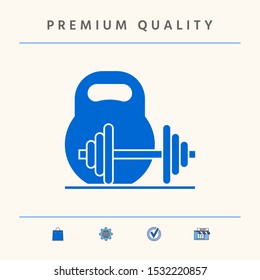 Kettlebell and barbell icon. Graphic elements for your design