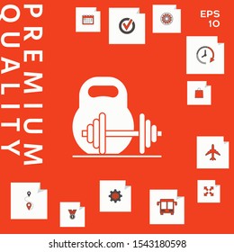 Kettlebell and barbell icon. Graphic elements for your design