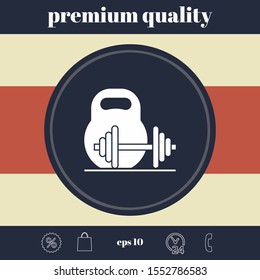 Kettlebell and barbell icon. Graphic elements for your design