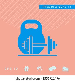 Kettlebell and barbell icon. Graphic elements for your design