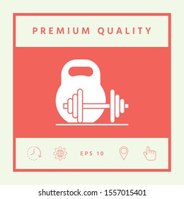 Kettlebell and barbell icon. Graphic elements for your design