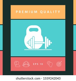 Kettlebell and barbell icon. Graphic elements for your design