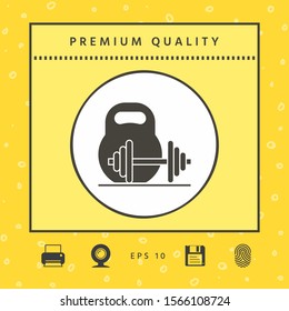 Kettlebell and barbell icon. Graphic elements for your design