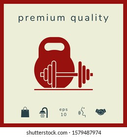 Kettlebell and barbell icon. Graphic elements for your design