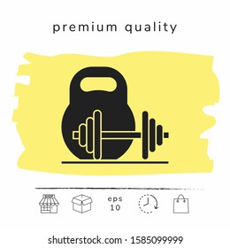 Kettlebell and barbell icon. Graphic elements for your design