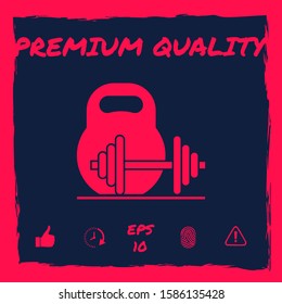 Kettlebell and barbell icon. Graphic elements for your design