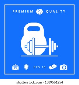 Kettlebell and barbell icon. Graphic elements for your design