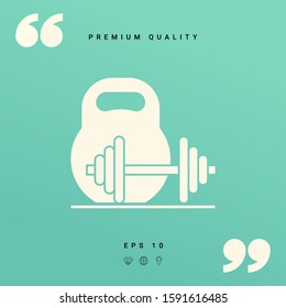 Kettlebell and barbell icon. Graphic elements for your design