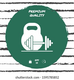 Kettlebell and barbell icon. Graphic elements for your design