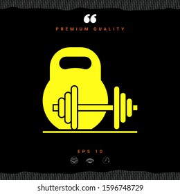Kettlebell and barbell icon. Graphic elements for your design