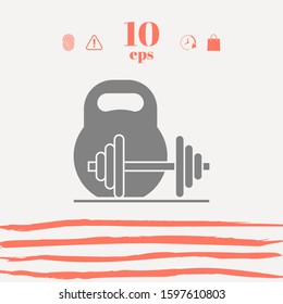 Kettlebell and barbell icon. Graphic elements for your design