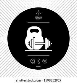 Kettlebell and barbell icon. Graphic elements for your design
